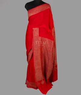 Red Mysore Crepe Silk Saree T4595542