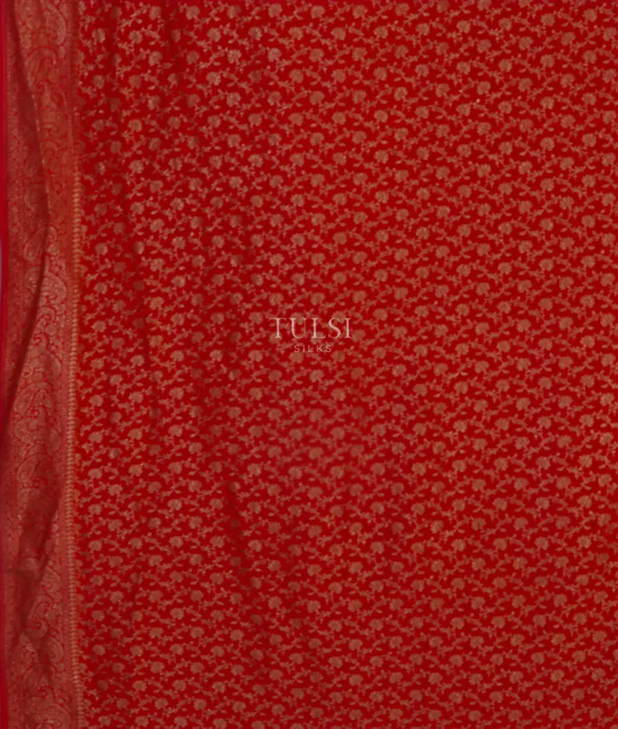 Red Mysore Crepe Silk Saree T4595543