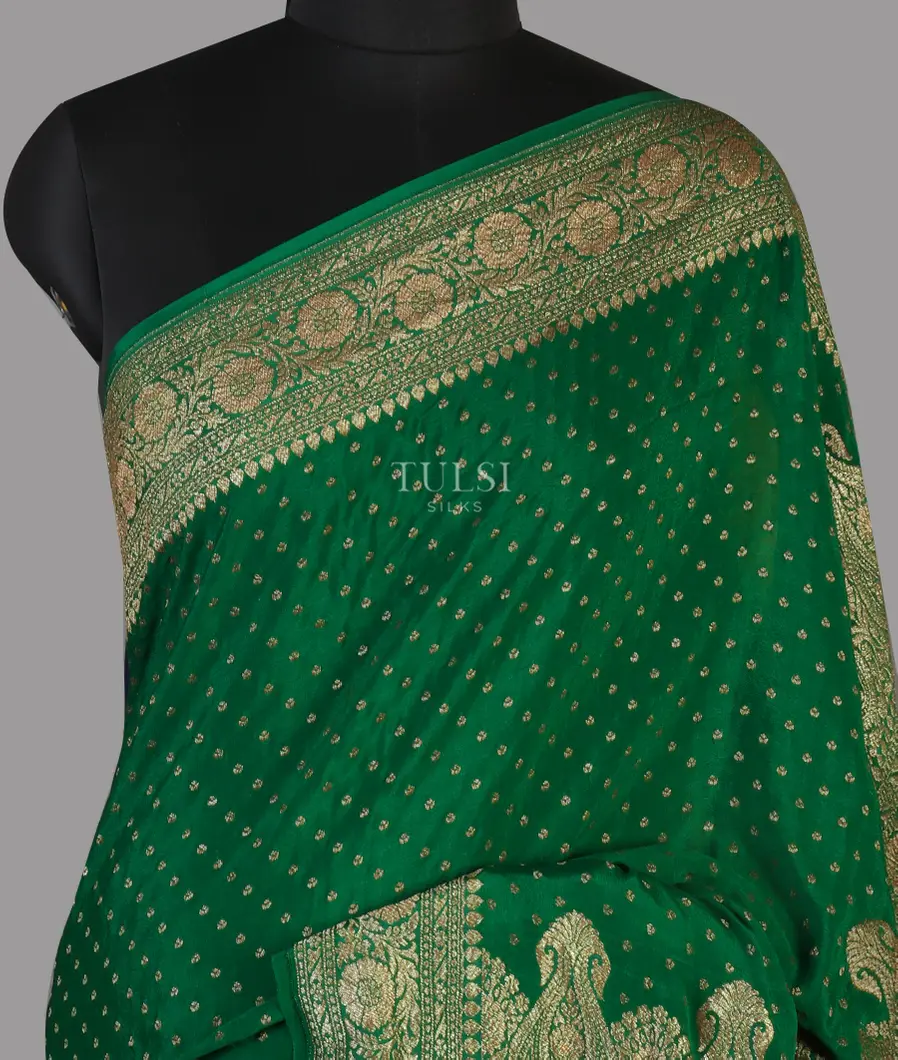 Green Banaras Crepe Silk Saree T459608-image