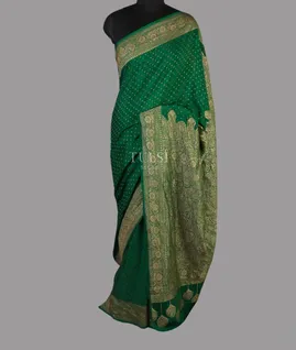 Green Banaras Crepe Silk Saree T4596082