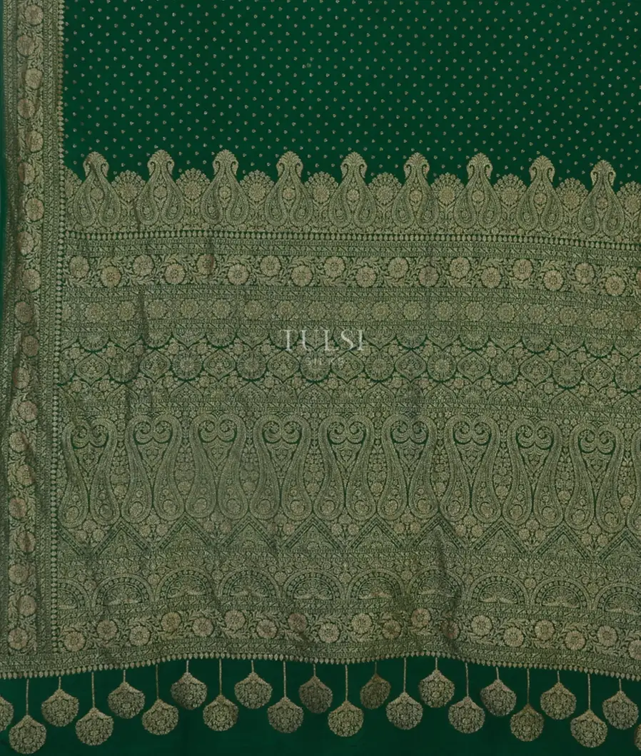 Green Banaras Crepe Silk Saree T4596084