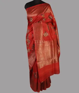 Red Printed Banaras Tussar Georgette Saree T4513912
