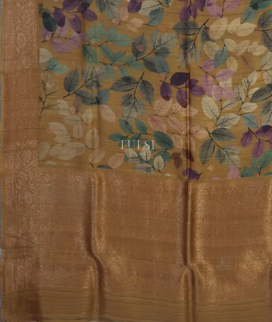 Beige Printed Banaras Tussar Georgette Saree T4161134