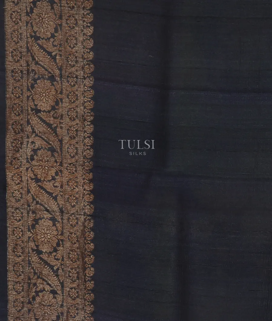 Dark Grey Printed Banaras Tussar Georgette Saree T4303933