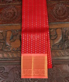 Red Handwoven Kanjivaram Silk Pavadai T4608751