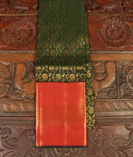 Green Handwoven Kanjivaram Silk Pavadai T3789421