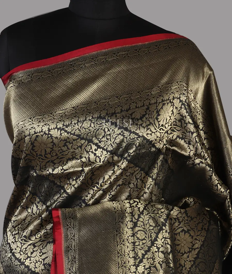 Black Banaras Silk Saree T460460-image