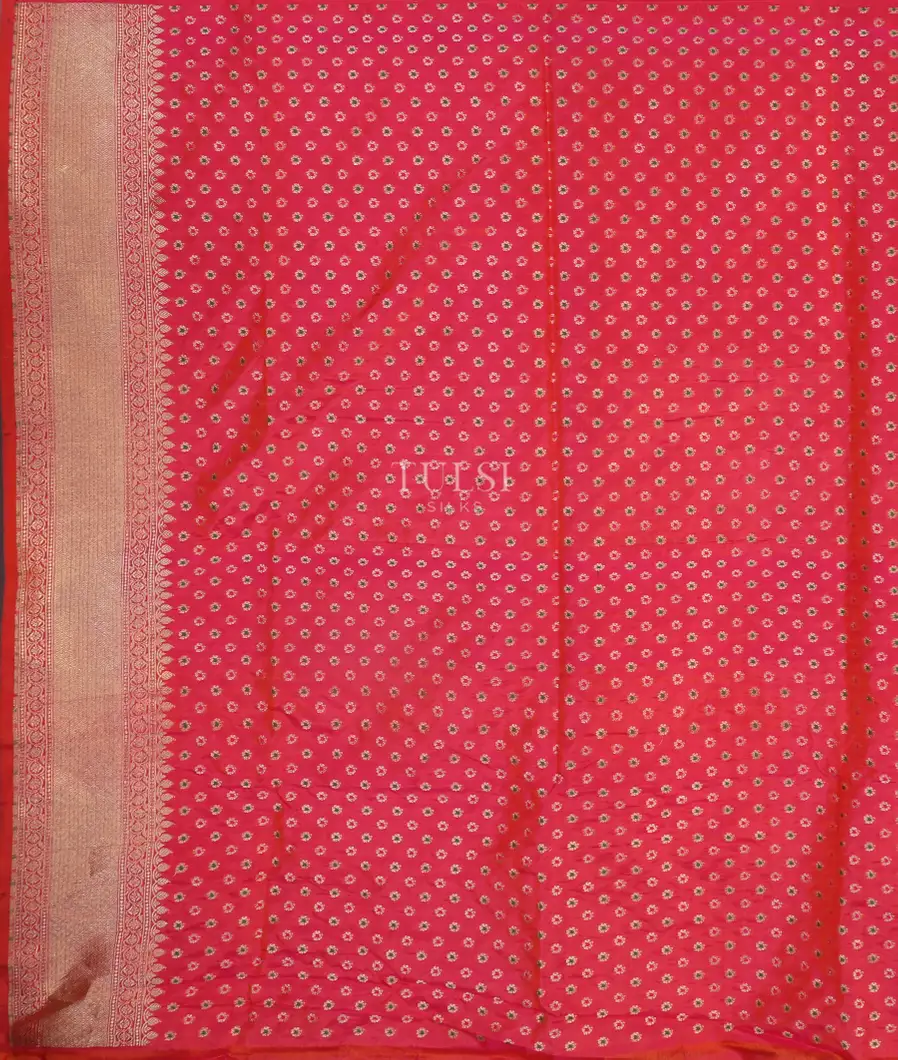 Orangish Pink Banaras Silk Saree T4581243