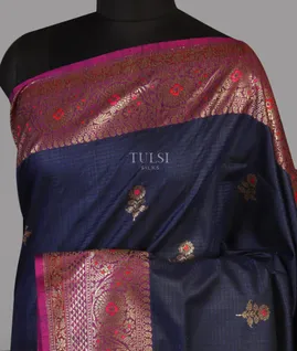 Blue Banaras Tussar Saree T4580951