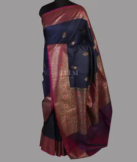 Blue Banaras Tussar Saree T4580952