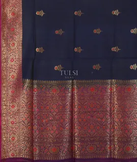 Blue Banaras Tussar Saree T4580954
