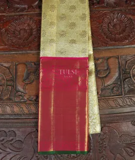 Green Handwoven Kanjivaram Silk Tissue Pavadai T4609441