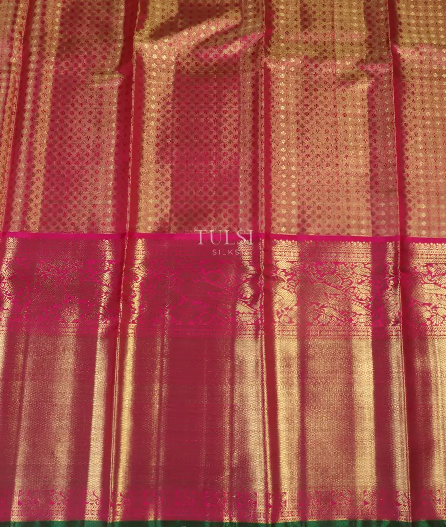 Green Handwoven Kanjivaram Silk Tissue Pavadai T4609442