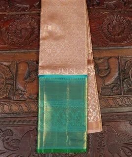 Peach Handwoven Kanjivaram Silk Tissue Pavadai T4200021