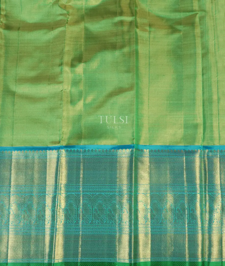 Peach Handwoven Kanjivaram Silk Tissue Pavadai T4200022