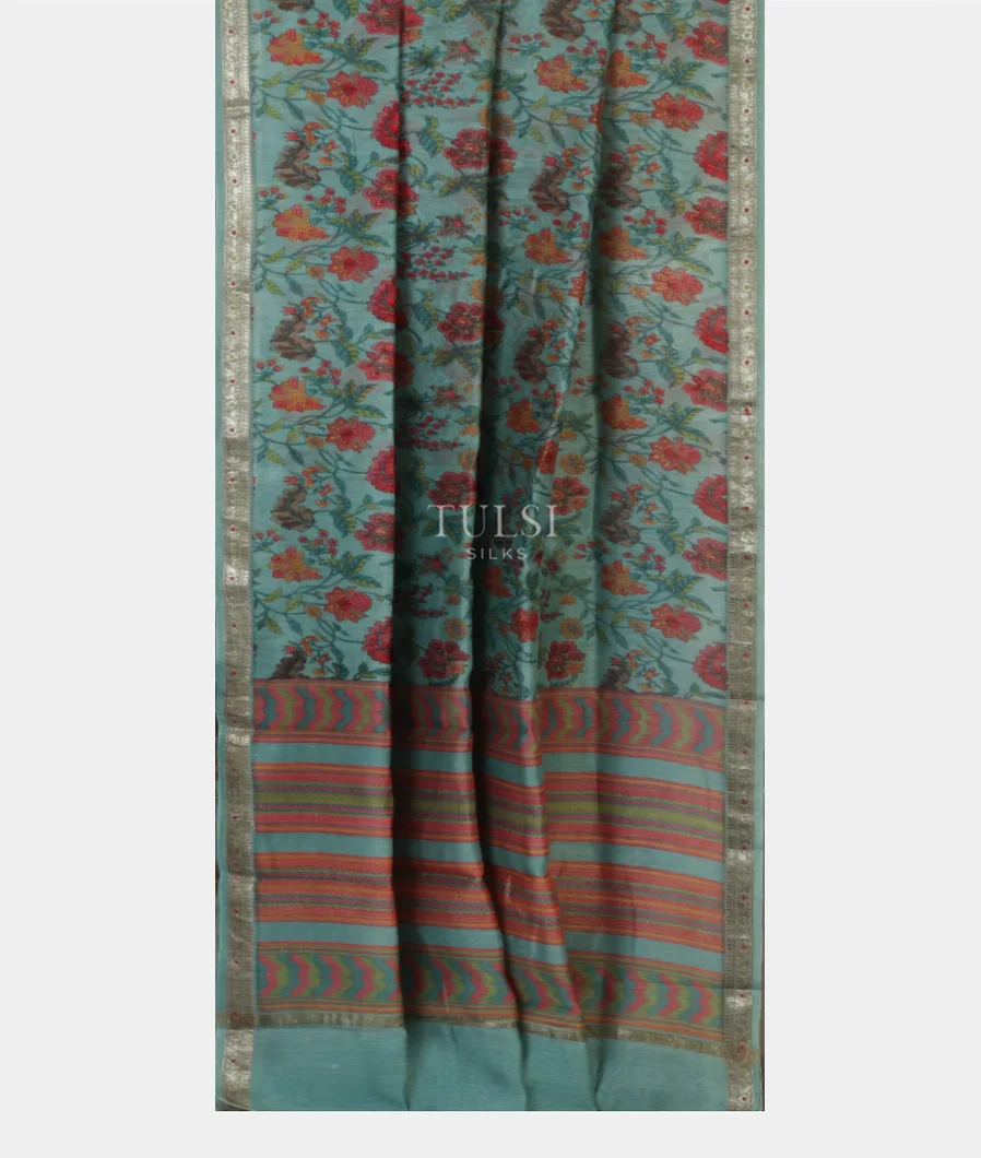Blue Soft Printed Cotton Saree T4772382