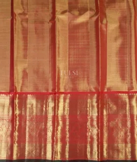 Cream Handwoven Kanjivaram Silk Tissue Pavadai T4609452