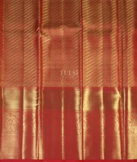Peach Handwoven Kanjivaram Silk Tissue Pavadai T4609462