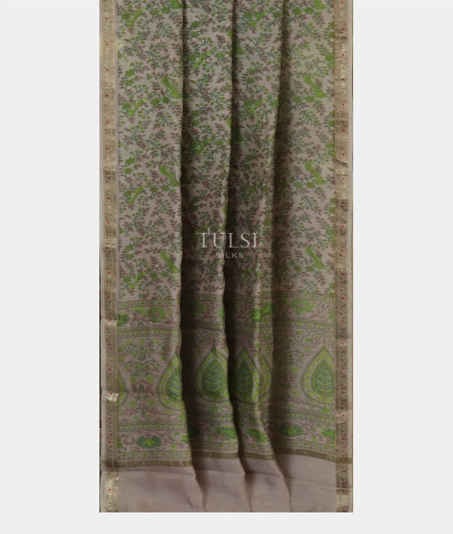 Grey  Soft Printed Cotton Saree  T4772342