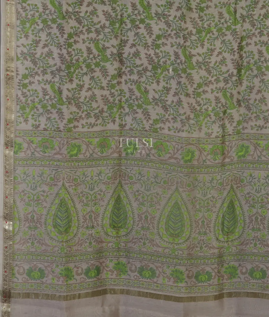 Grey  Soft Printed Cotton Saree  T4772344