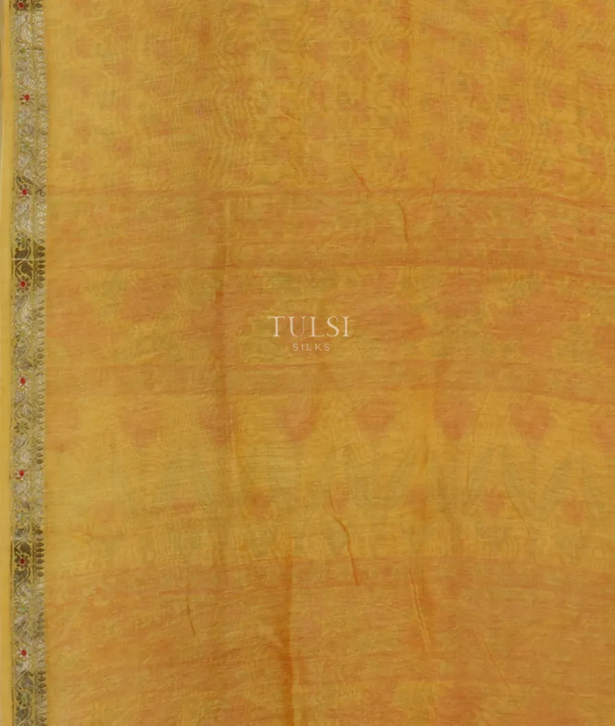 Yellow  Soft Printed Cotton Saree T4772483