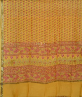 Yellow  Soft Printed Cotton Saree T4772484
