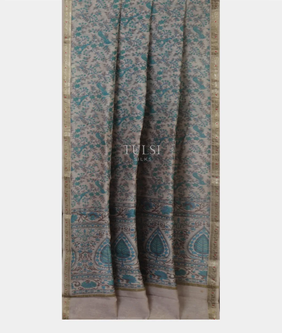 Grey Soft Printed Cotton Saree T4772432