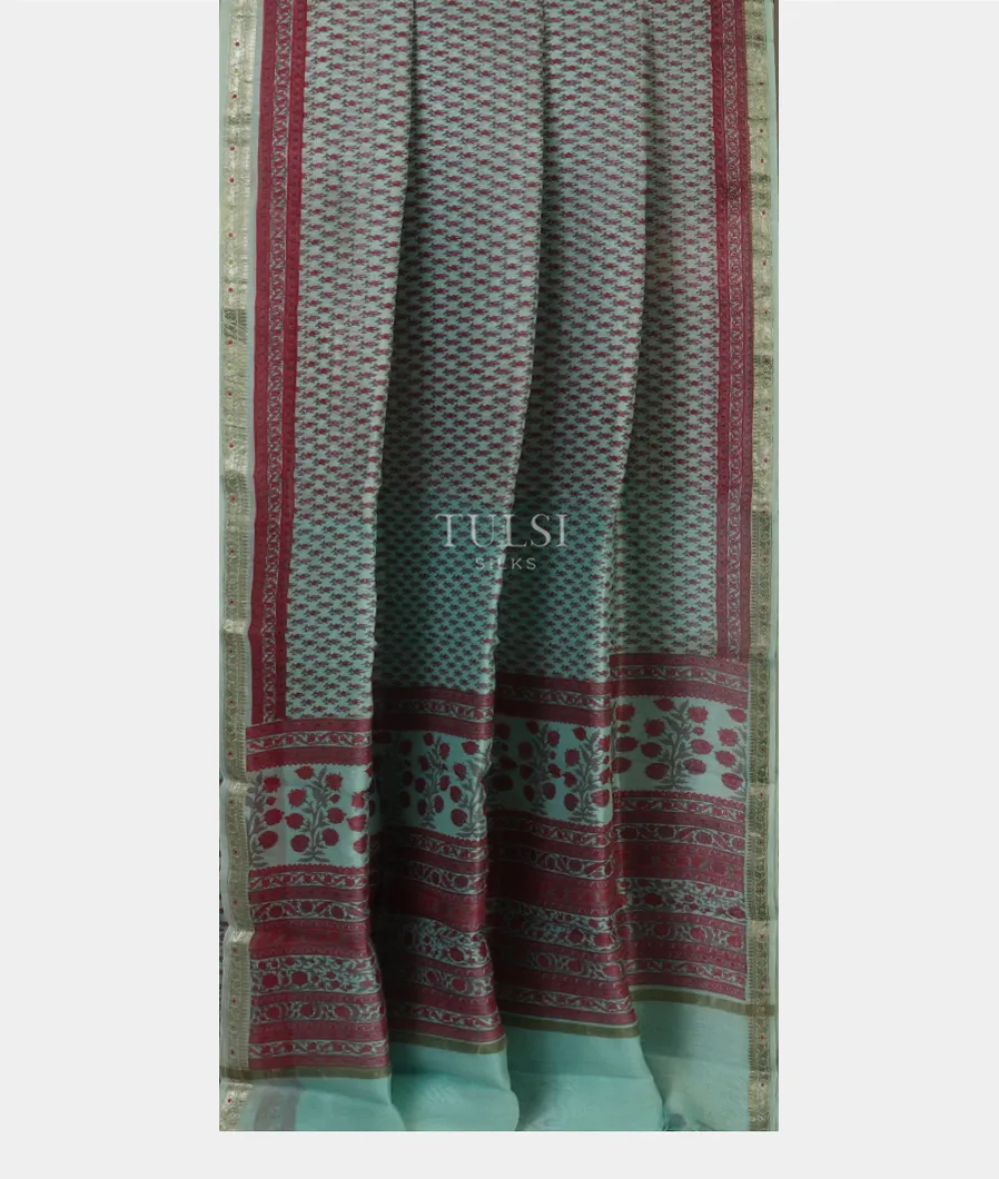 Blue Soft Printed Cotton Saree  T4772442