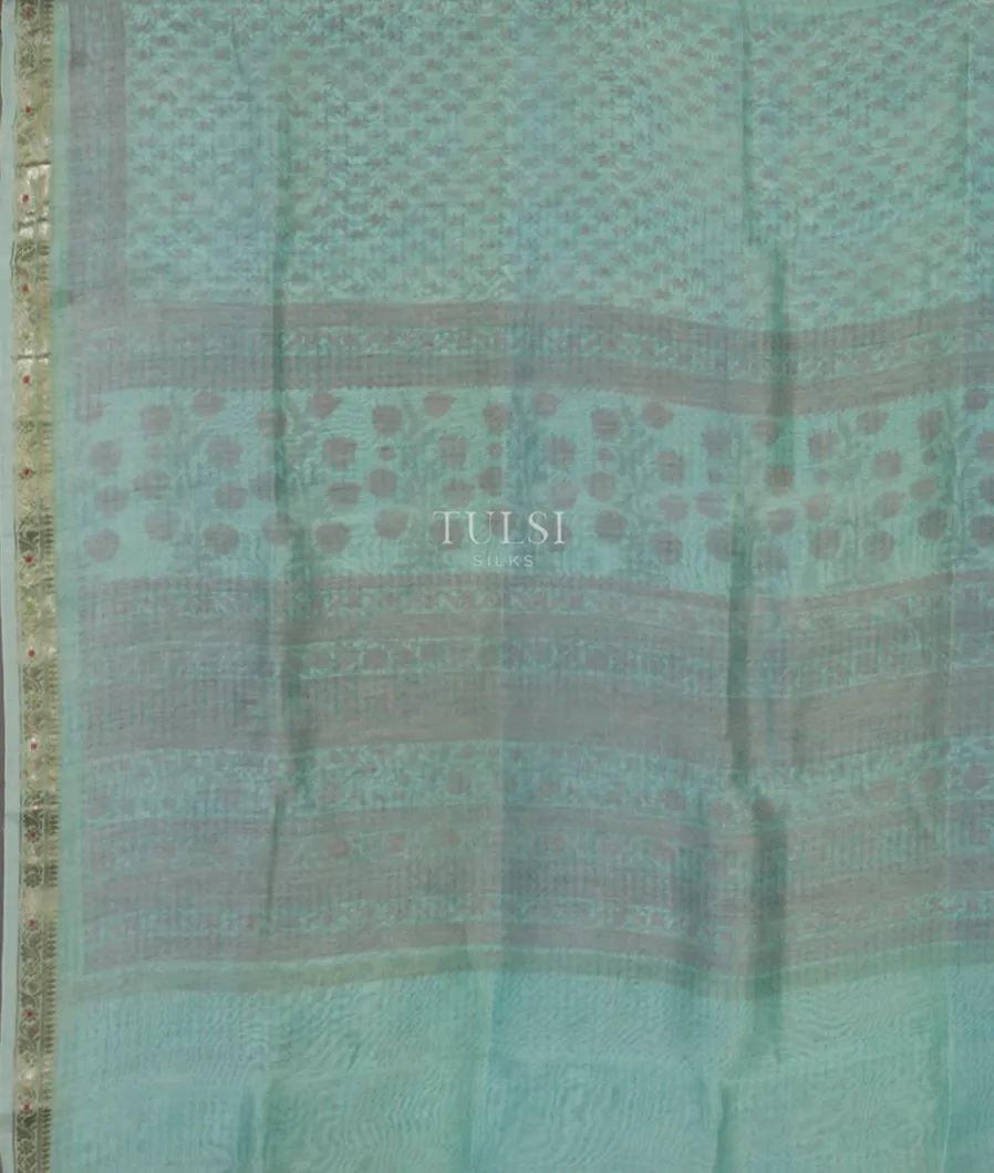 Blue Soft Printed Cotton Saree  T4772443