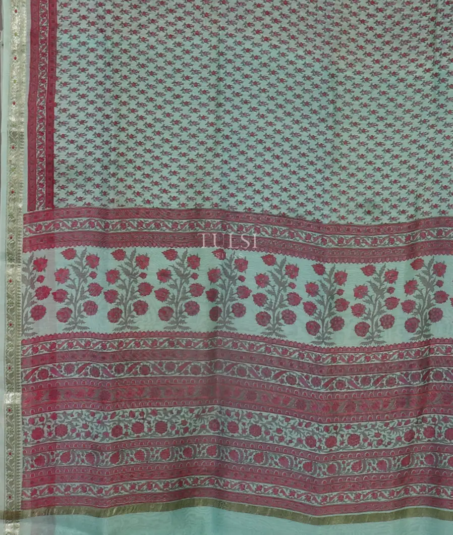 Blue Soft Printed Cotton Saree  T4772444