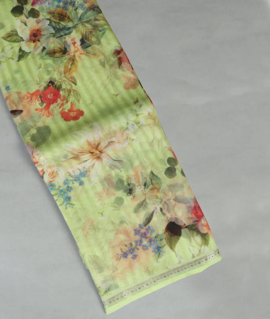 Green Kora Organza Printed Saree T368462-image