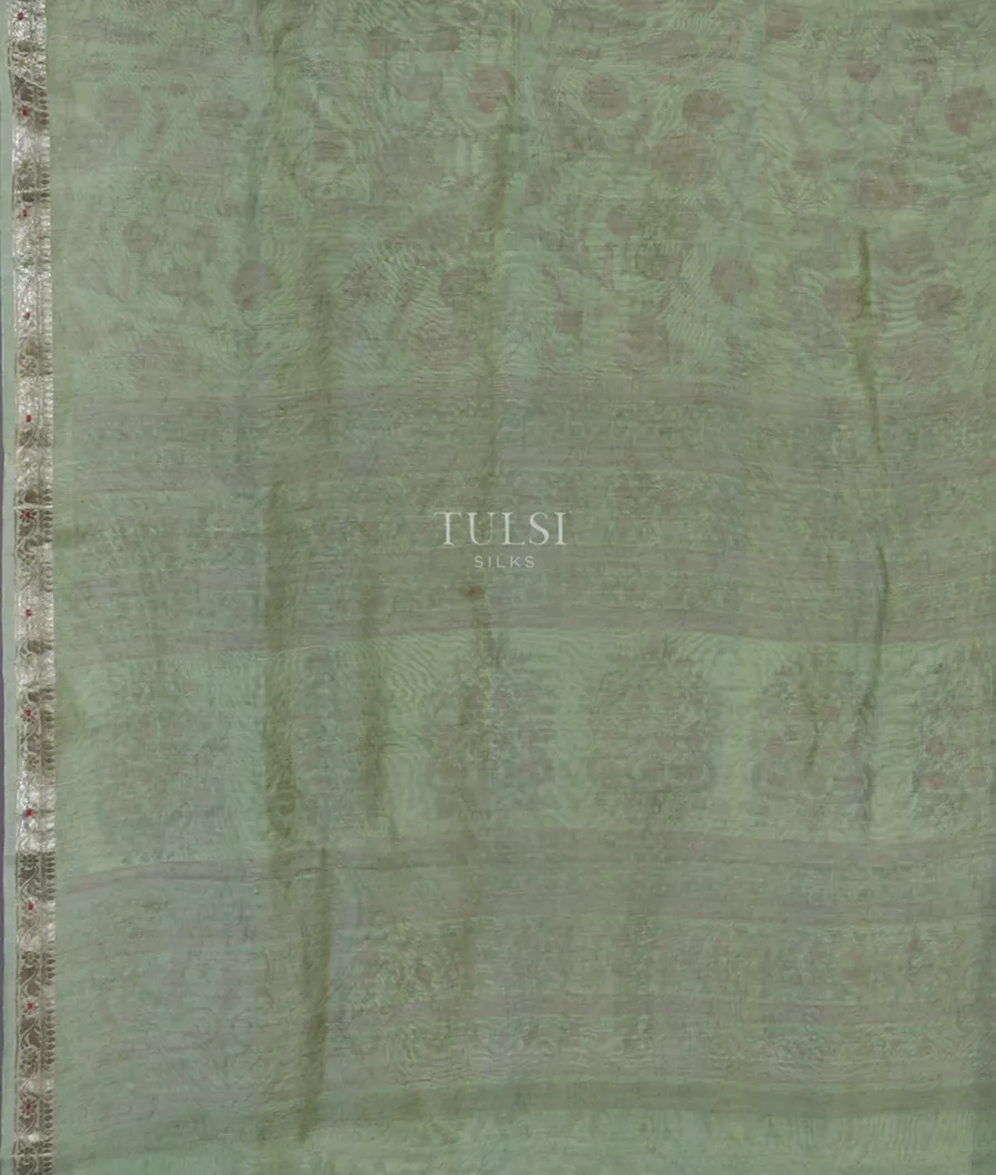 Light Green Soft Printed Cotton Saree T4772313