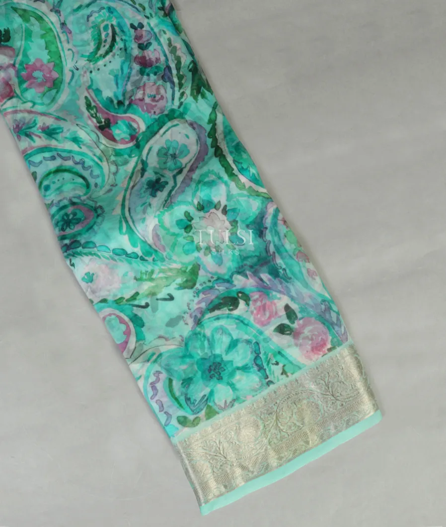 Green Kora Organza Printed Saree T476922-image