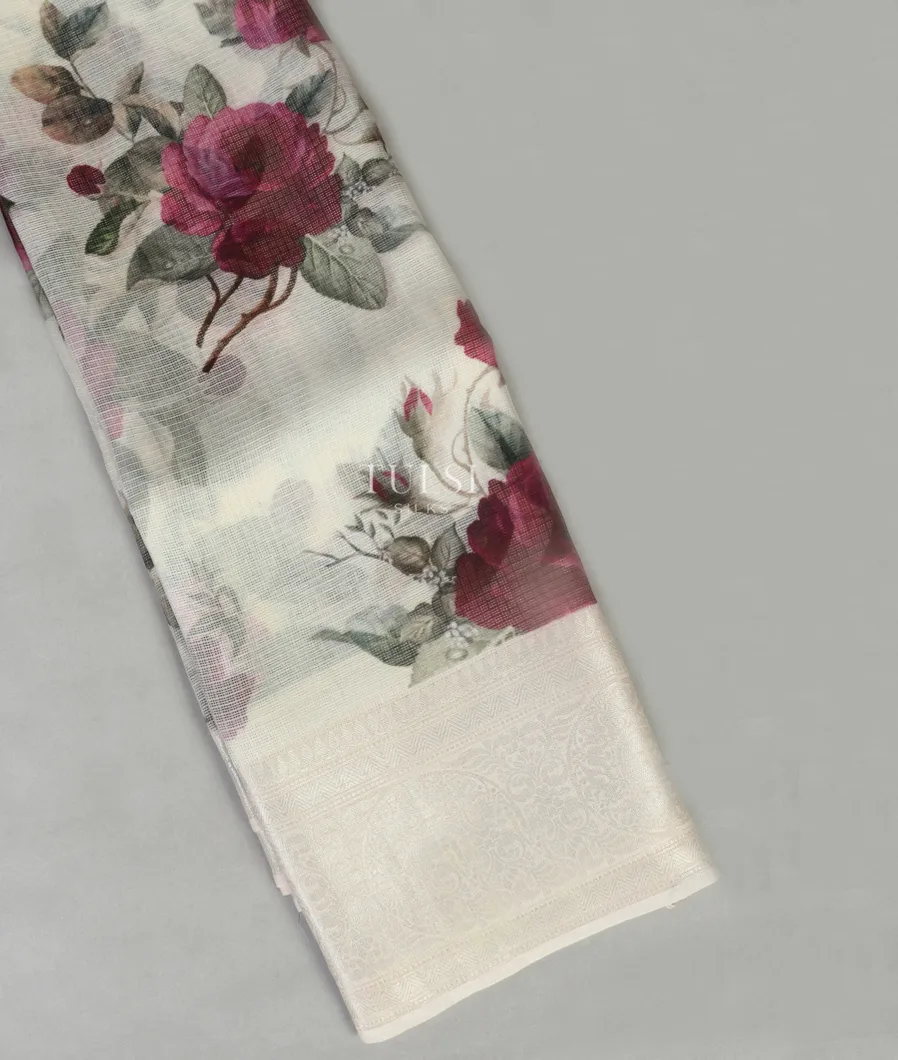 Off - White Silk Kota Saree T476810-image