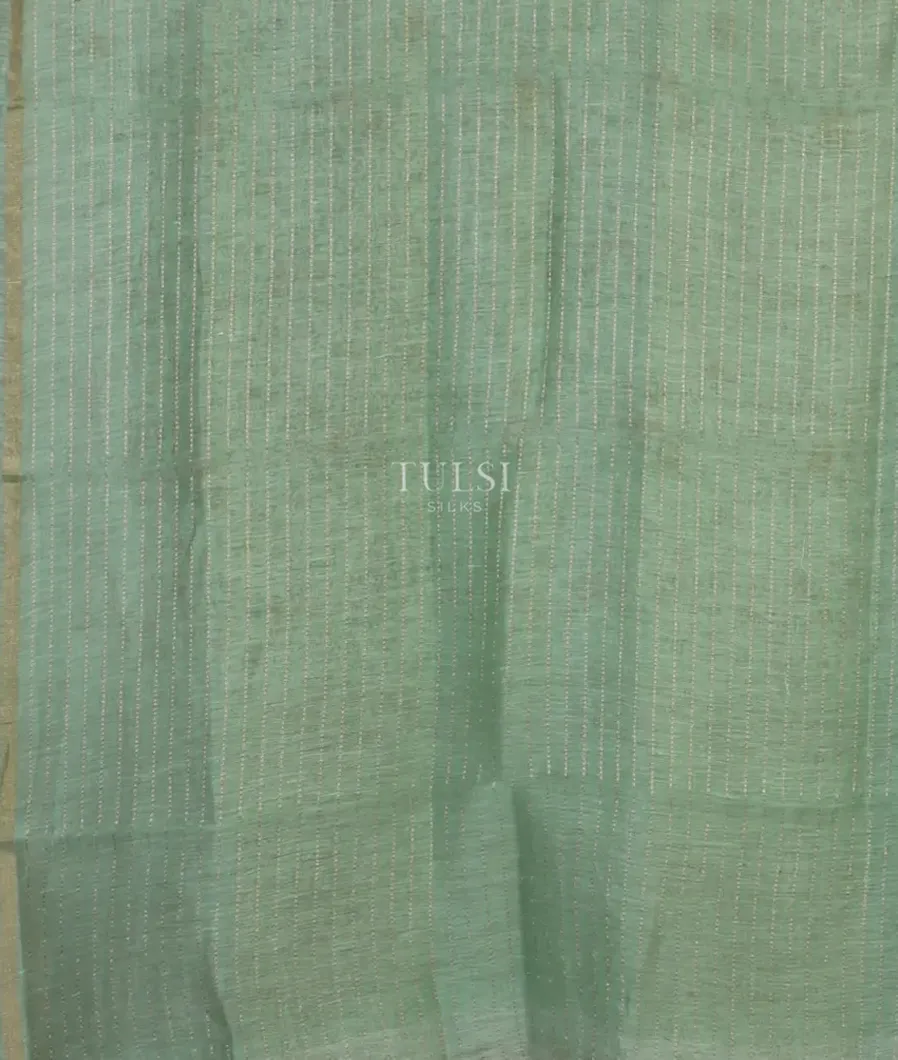 Green Linen Printed Saree T4645593