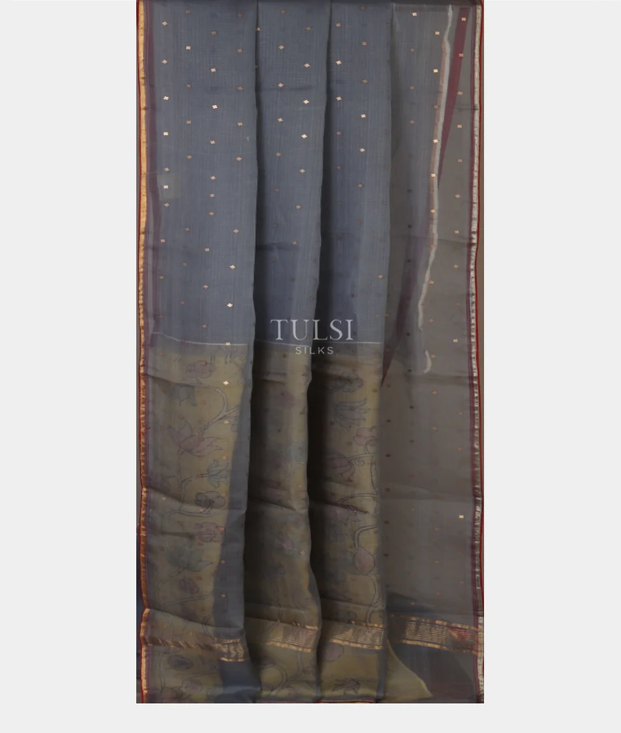 Grey Woven Organza Saree T4762302