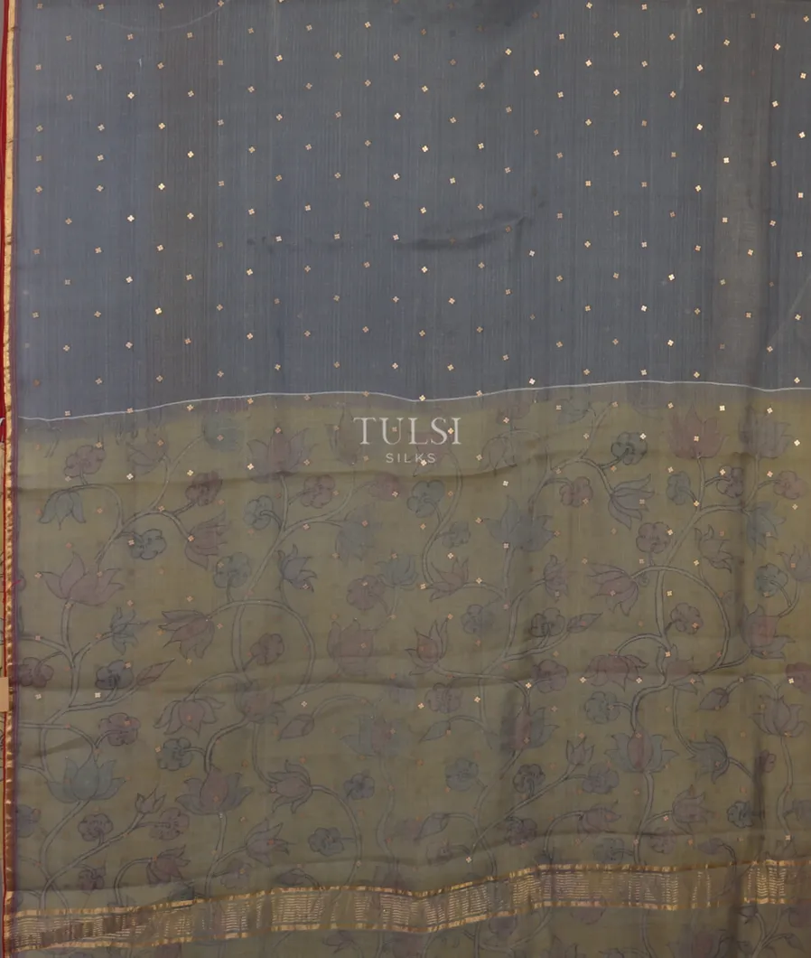 Grey Woven Organza Saree T4762304