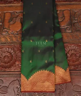 Bottle Green Handwoven Kanjivaram Silk Saree T4779791