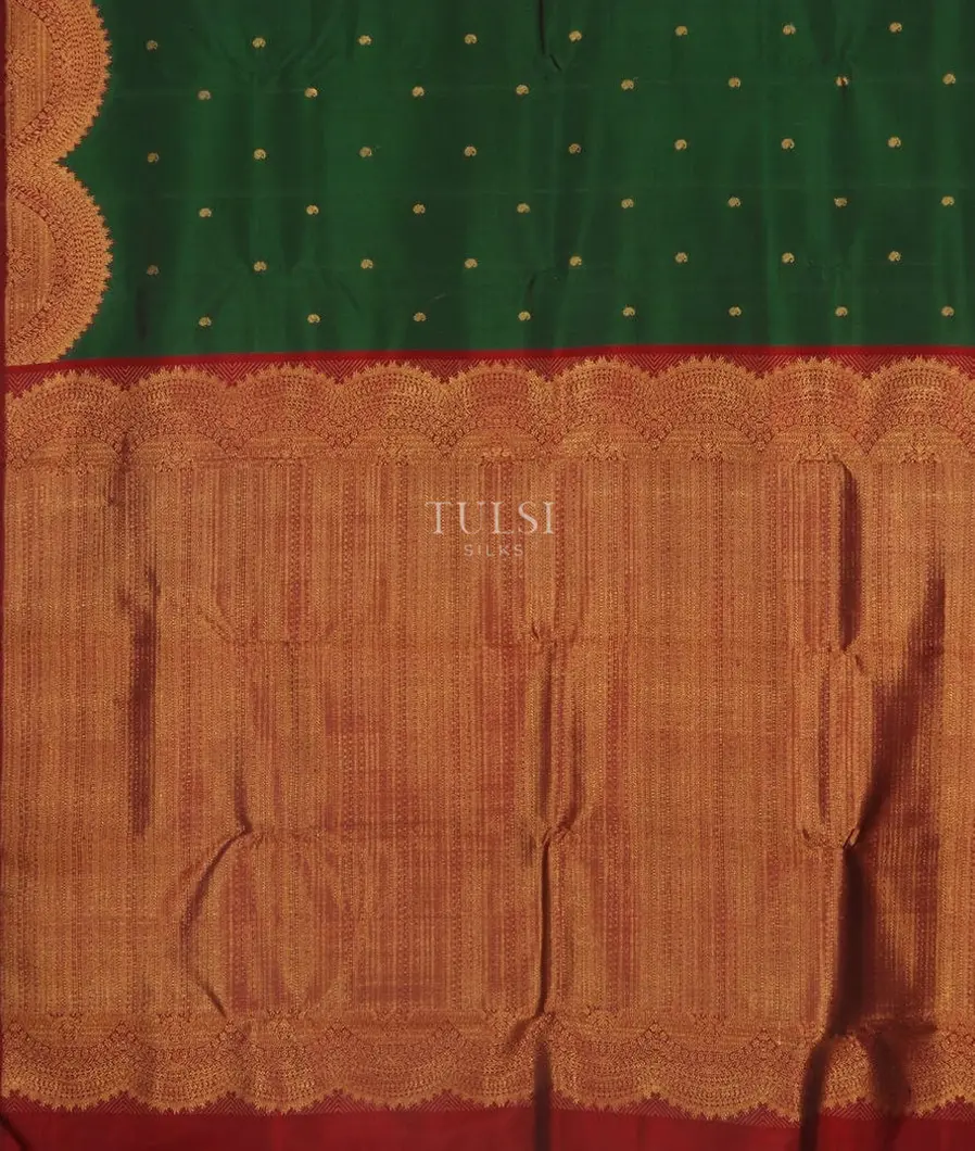 Bottle Green Handwoven Kanjivaram Silk Saree T4779794