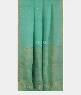 Bluish Green Woven Organza Saree T4762272