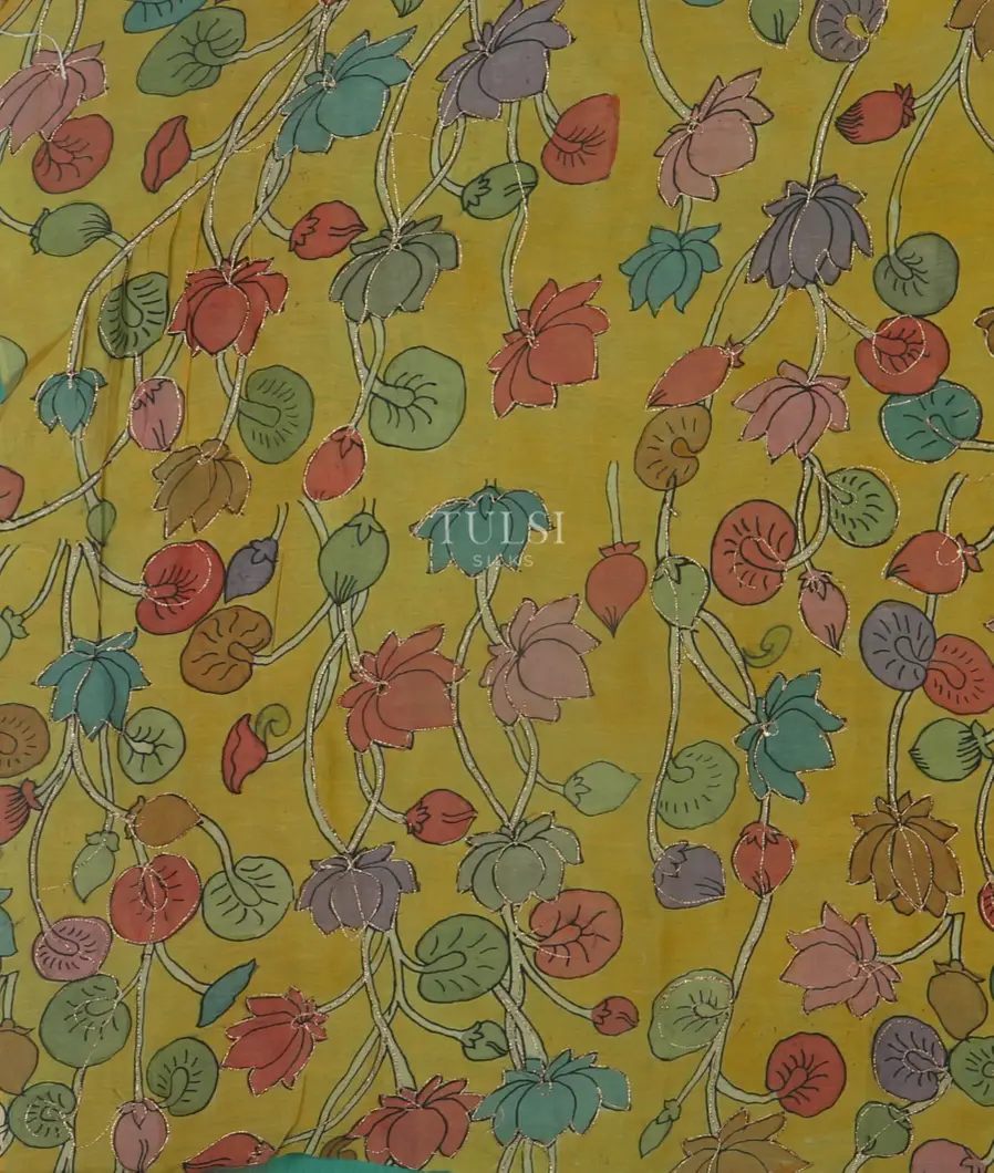 Bluish Green Woven Organza Saree T4762273