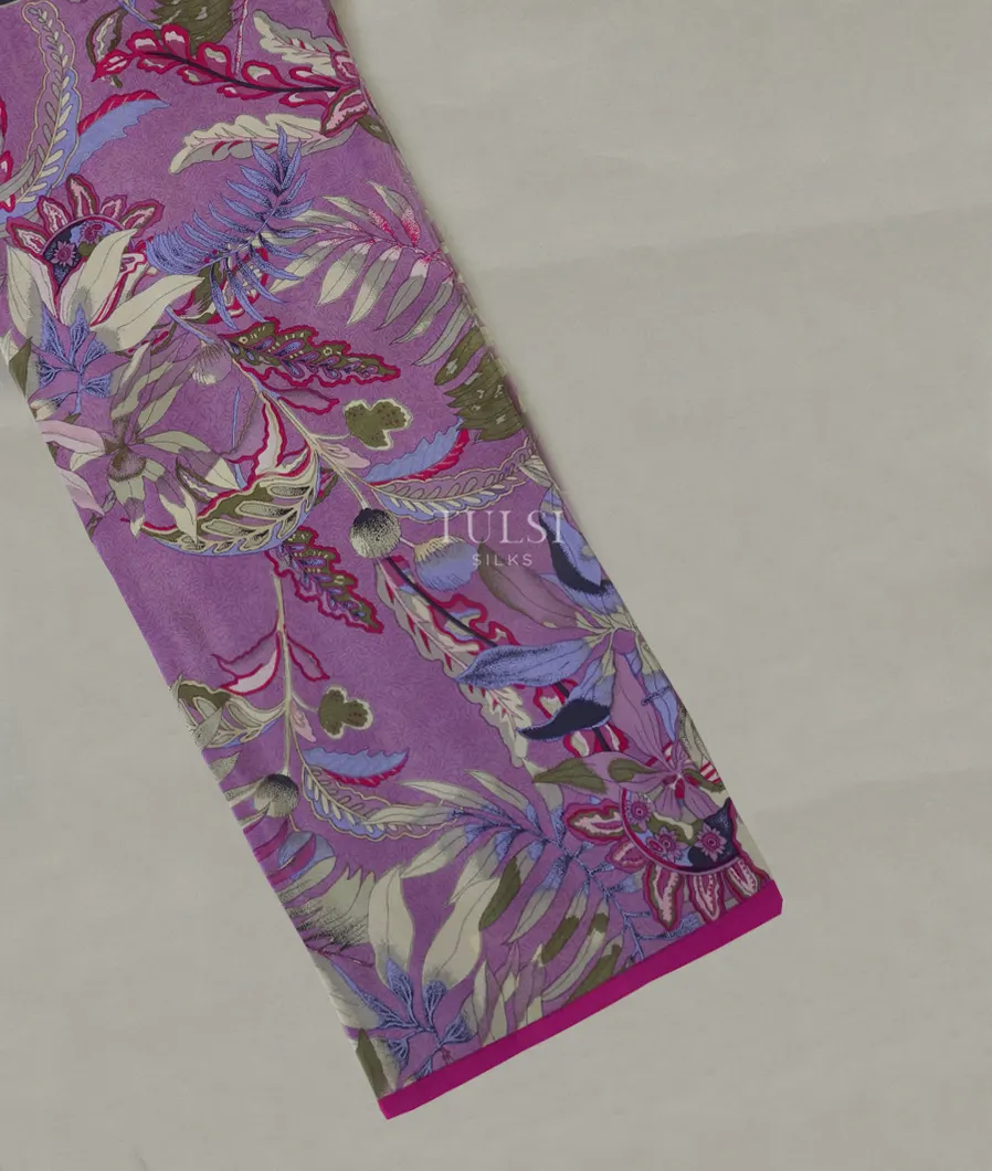 Purple Satin Crepe Silk Saree T434453-image