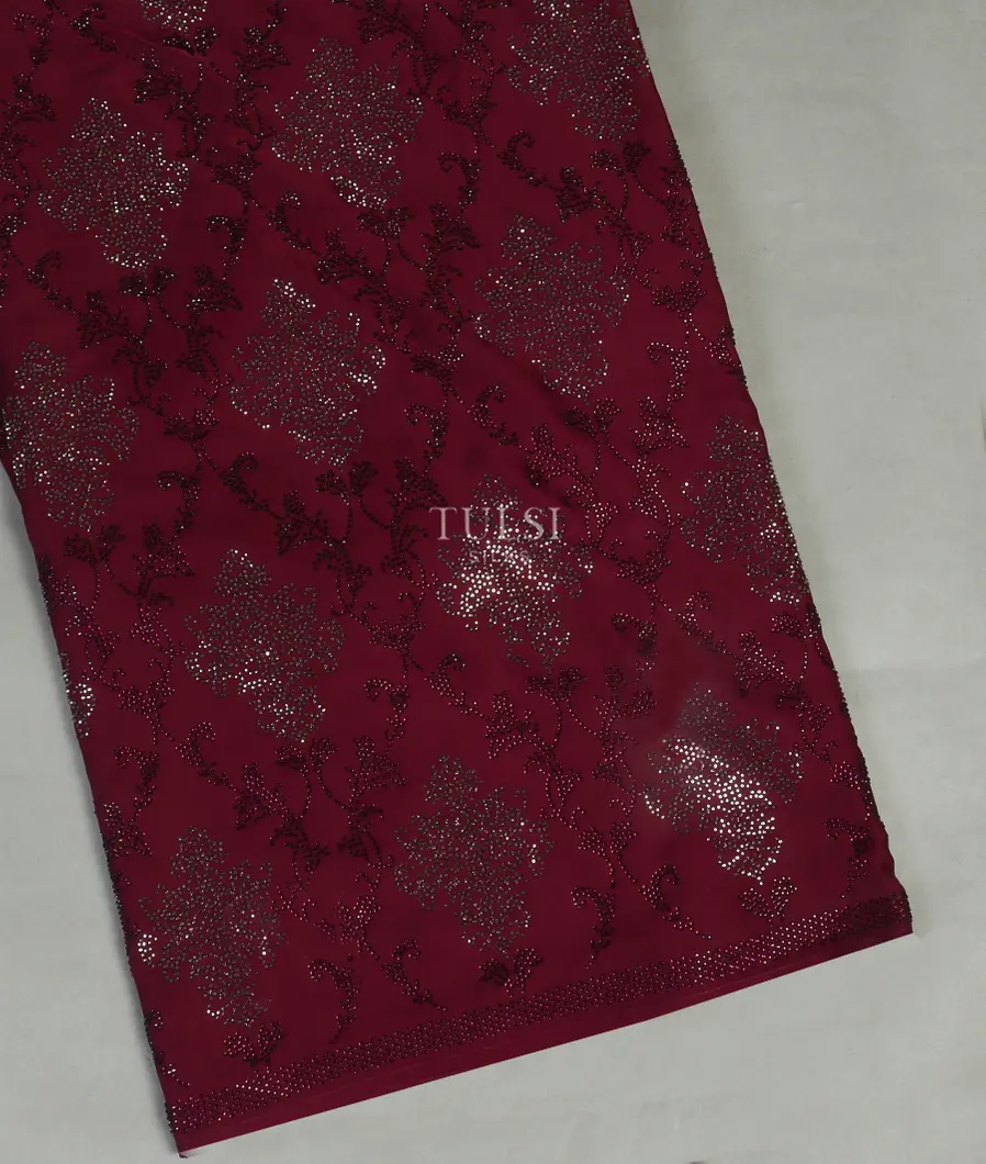 Maroon Satin Crepe Silk Saree T452202-image