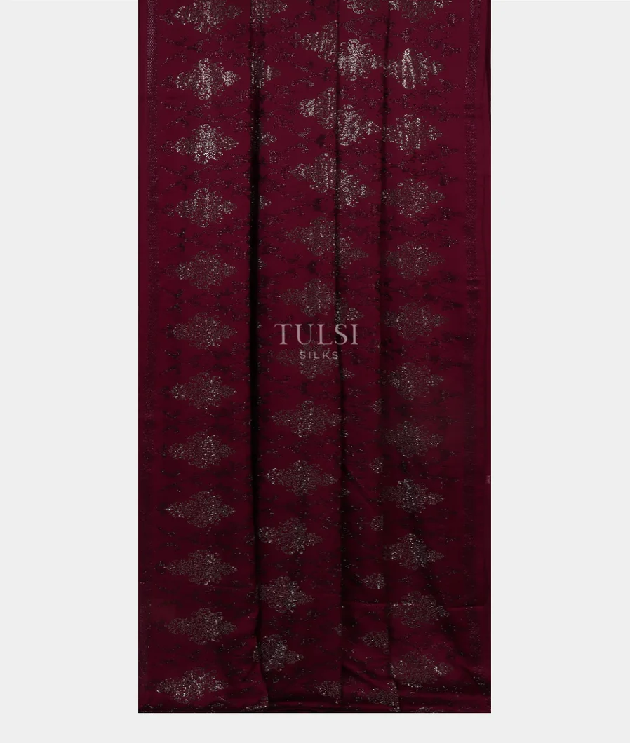 Maroon Satin Crepe Silk Saree T4522022