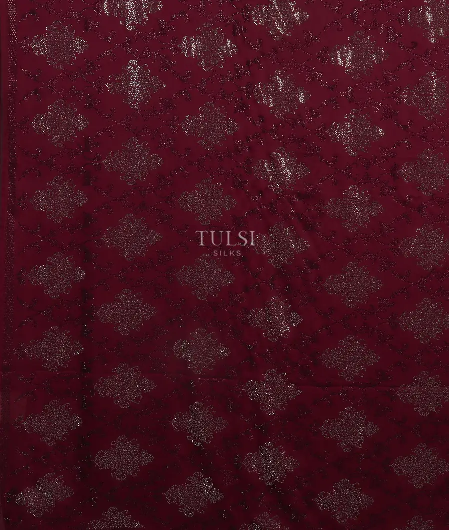 Maroon Satin Crepe Silk Saree T4522024
