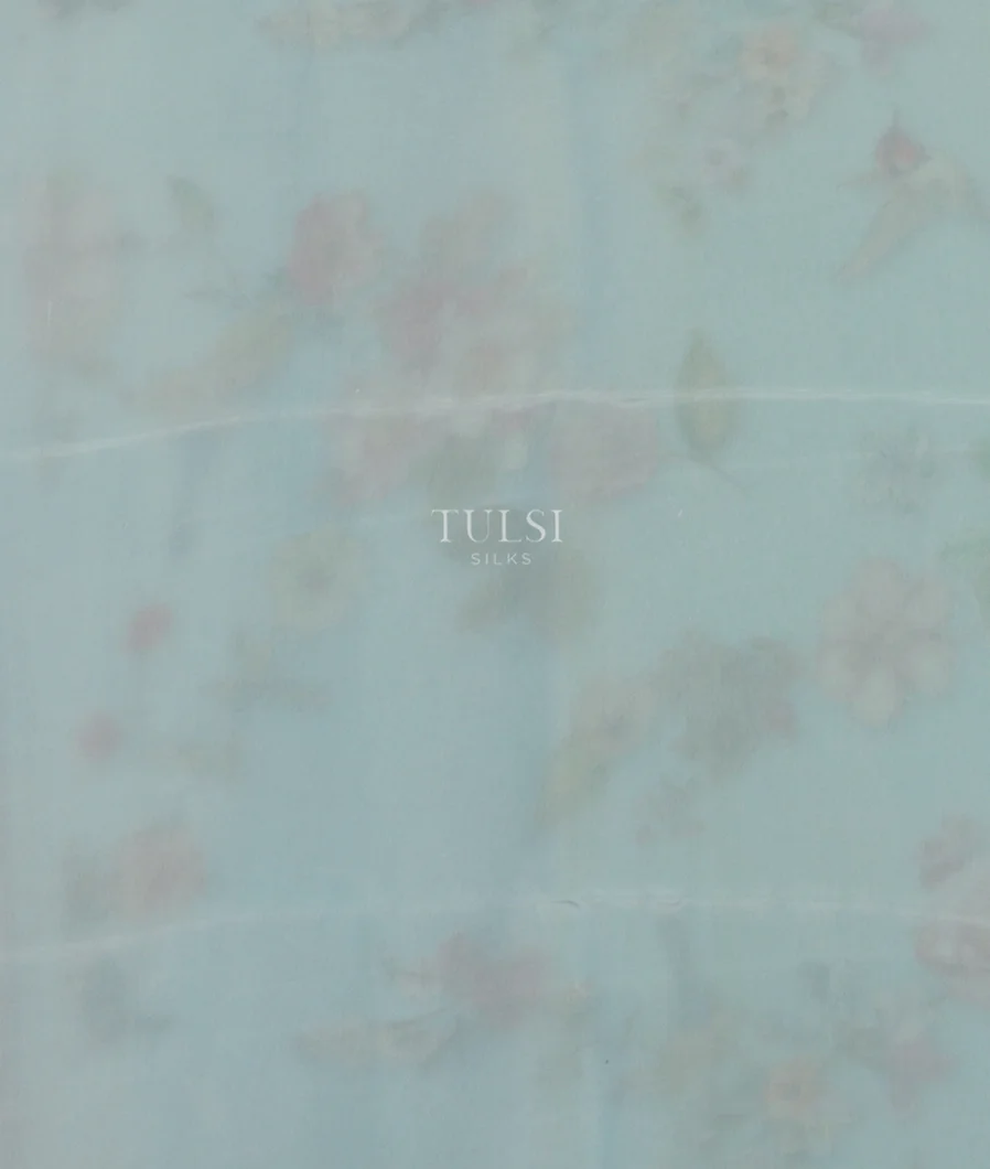 Blue Satin Crepe Silk Saree T4669863