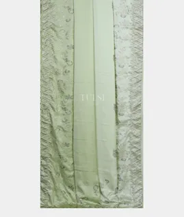 Green Satin Crepe Silk Saree T4770022