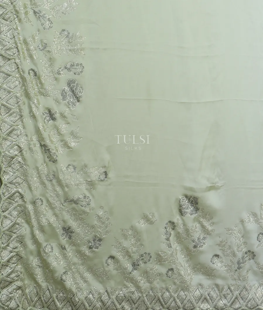 Green Satin Crepe Silk Saree T4770024