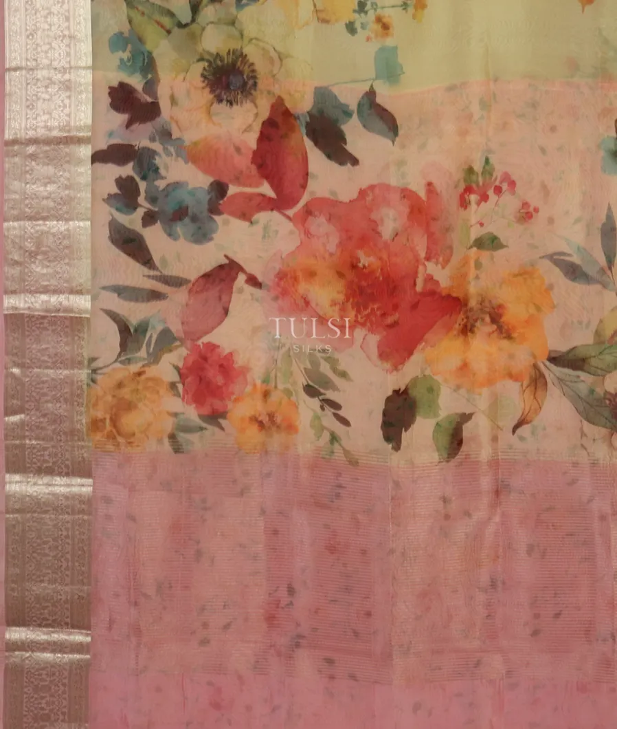 Beige Kora Organza Printed Saree T4420714