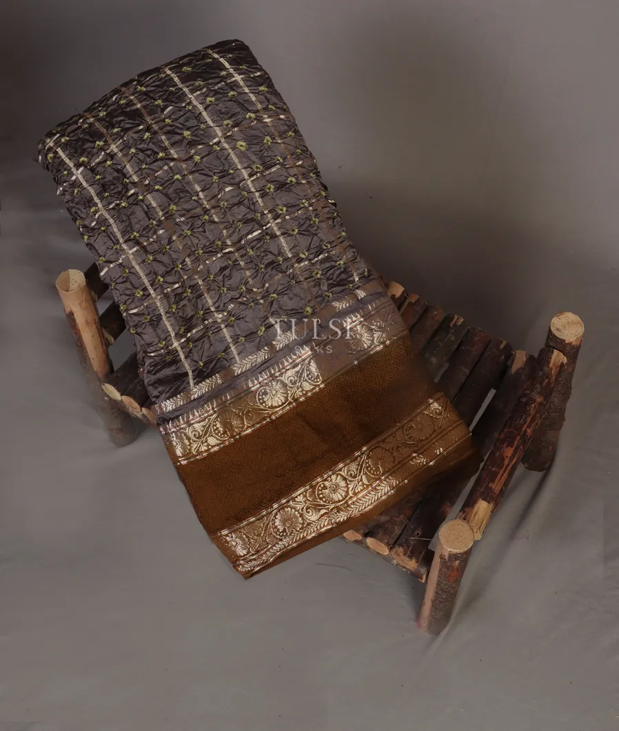 Brown Bandhani Gajji Silk Saree T477325-image